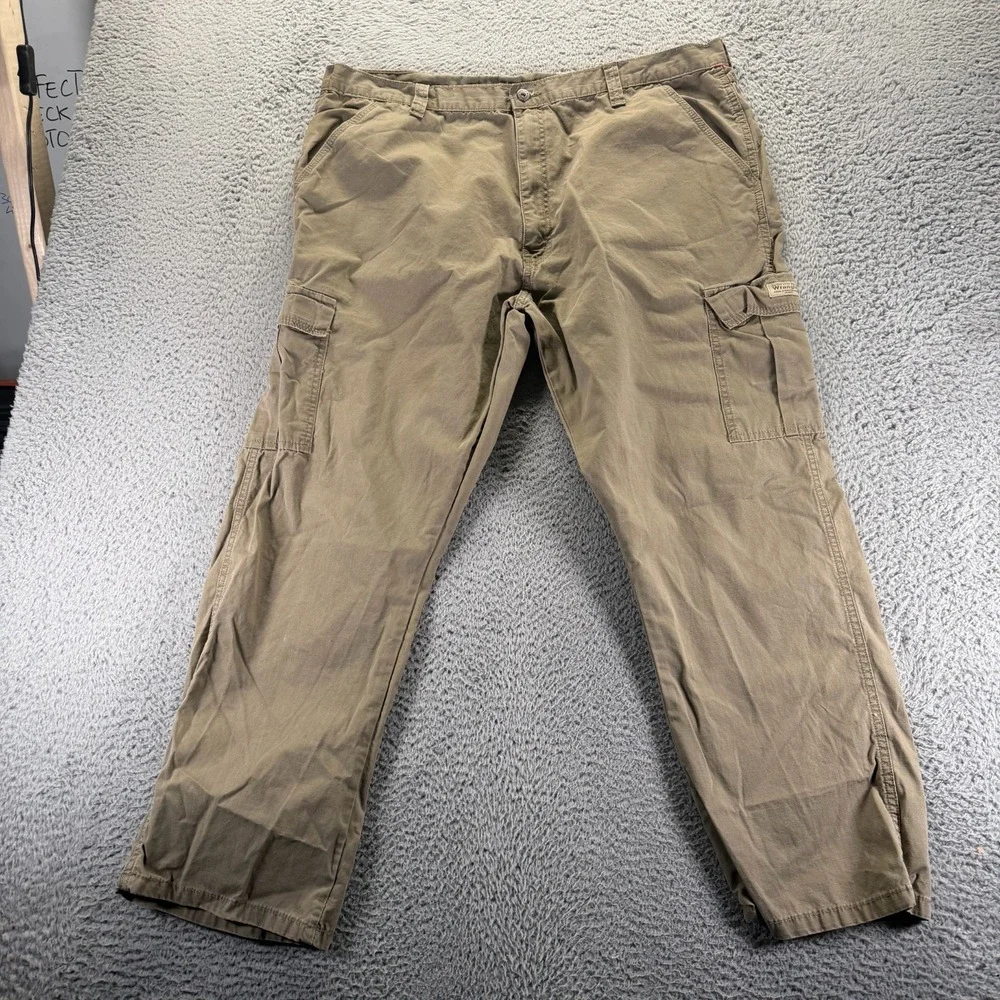 Wrangler Pant Men's 40x30 Brown Cotton‎ Cargo Ripstop Straight Workwear Utility